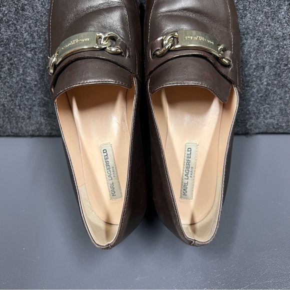 Karl Lagerfeld Cabana Brown Leather Loafers Women’s Size 8 - Picture 12 of 13